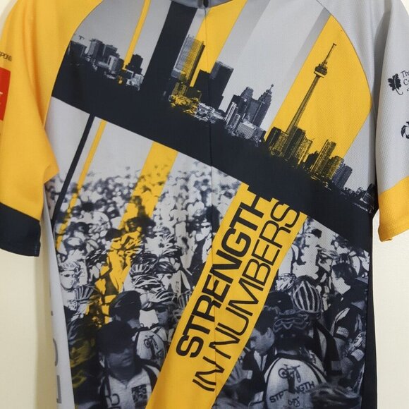Sugoi Cycling Jersey Mens Med Yellow Ride To Conquer Cancer Racing Bike Canada - Picture 2 of 6